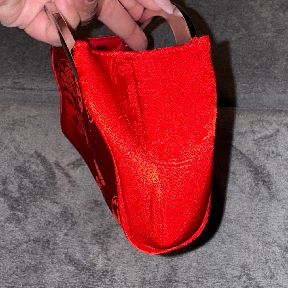 Elegant Red Asian Inspired Clutch with Silver Handle - Picture 13 of 16